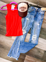Risen High Rise Ankle Flare Jeans