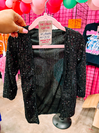 Kids Black Sequin Duster