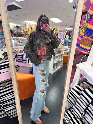 Upcycled Camo Cropped Jacket