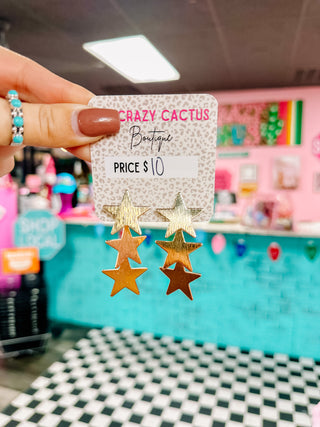 Gold Star Dangle Earrings