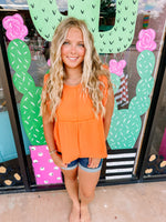 Ruffle Sleeve Babydoll Top- ORANGE