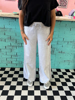 Wide Leg Fleece Sweats- Heather Grey