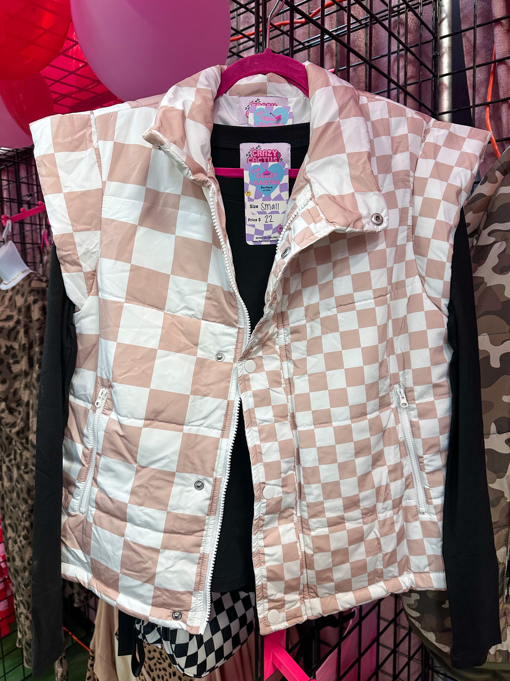 Checkered Cap Sleeve Puffer Vest – The Crazy Cactus