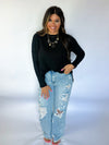 Ribbed Black Long Sleeve Top