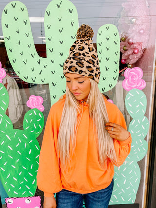 Cheetah Pom Pom Beanie