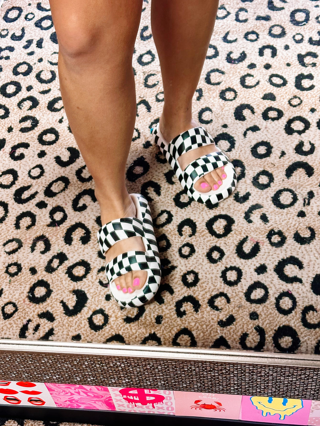 Checkered Slip On Sandals
