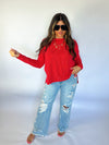 Ribbed Red Long Sleeve Top