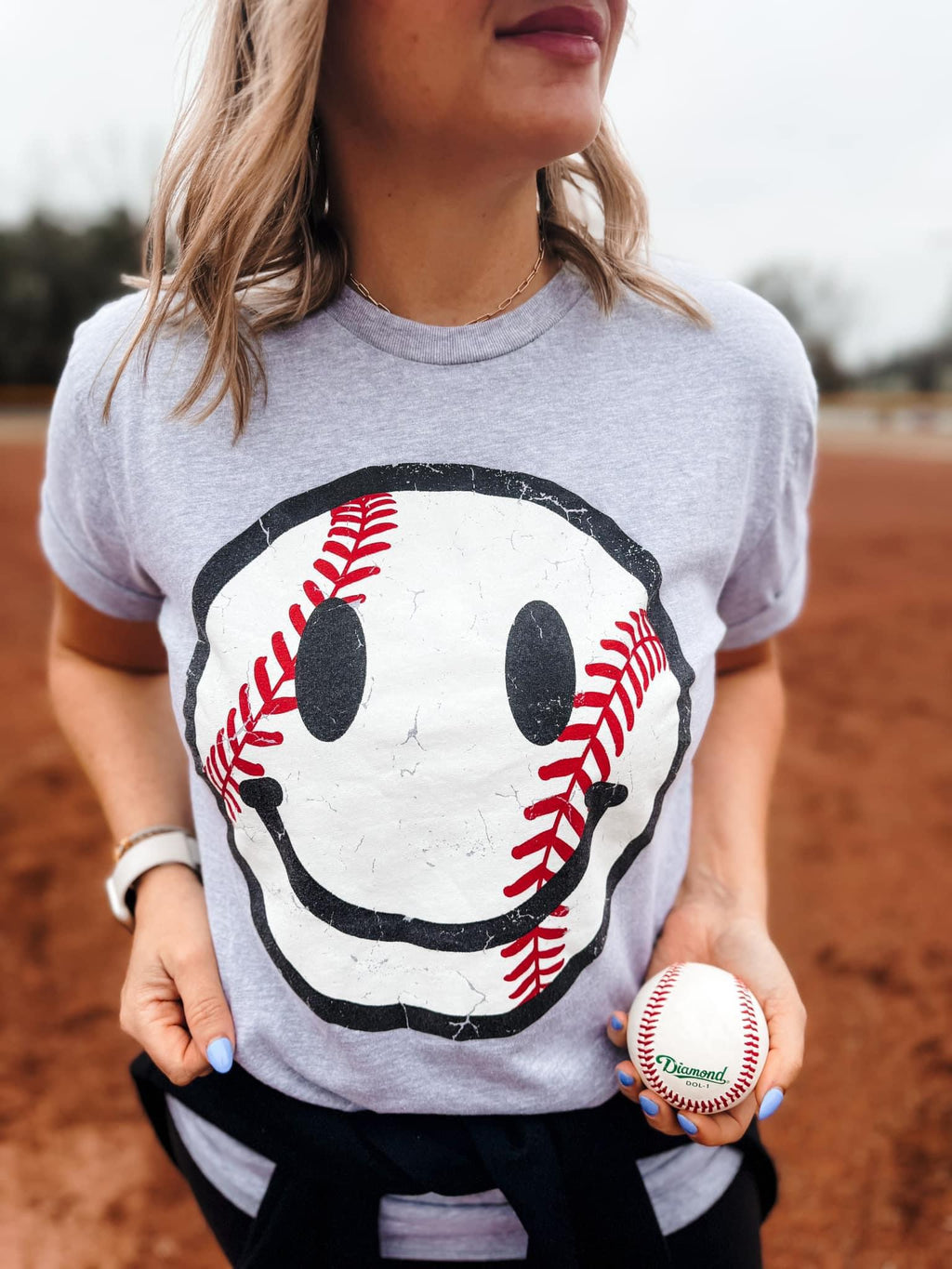 Smiley Baseball Graphic Tee
