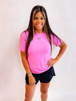 Short Sleeve Basic Top- Candy Pink