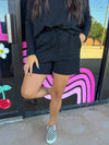Ribbed Long Sleeve Matching Set- Black