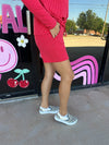 Ribbed Long Sleeve Matching Set- Red