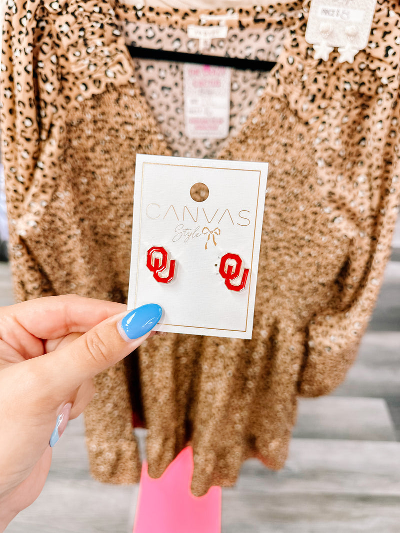 Licensed OU Stud Earrings