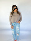 Ribbed Mocha Long Sleeve Top