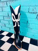 Black With White Bow Boots