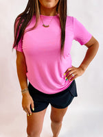 Short Sleeve Basic Top- Candy Pink