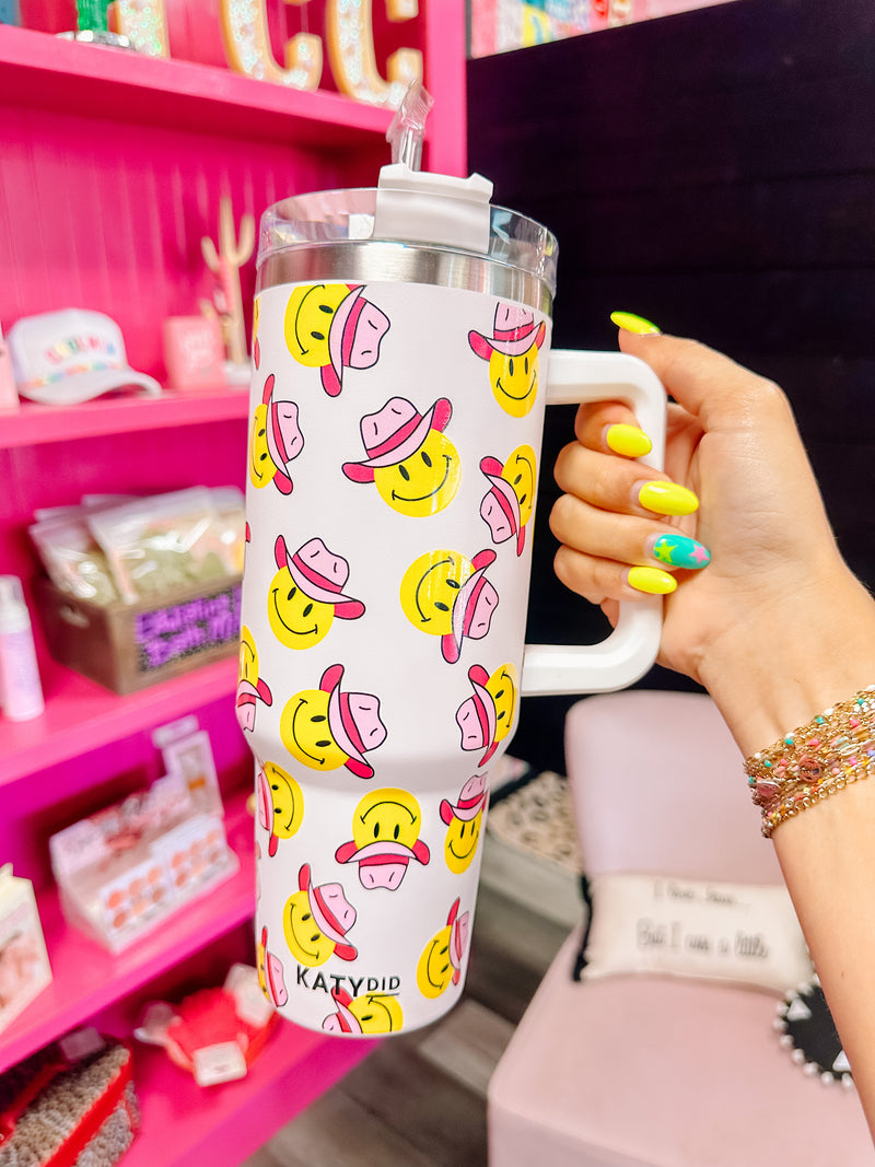 40oz Cowboy Happy Face Tumbler
