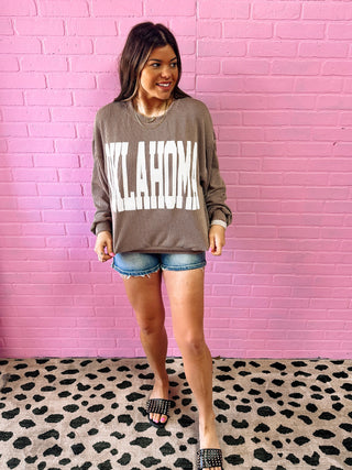 Mocha Long Sleeve Oklahoma Top