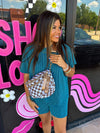Nylon Brown Checkered Bum Bag