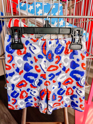 Kids Leopard USA Biker Shorts