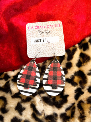 Leather Christmas Earrings