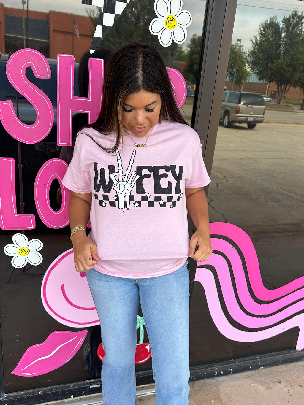 Light Pink Skelly Wifey Tee
