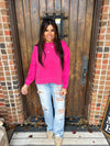 Washed French Terry Pullover- Hot Pink