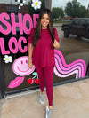 Buttery Soft Matching Top & Legging Set- Burgundy
