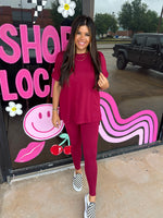 Buttery Soft Matching Top & Legging Set- Burgundy