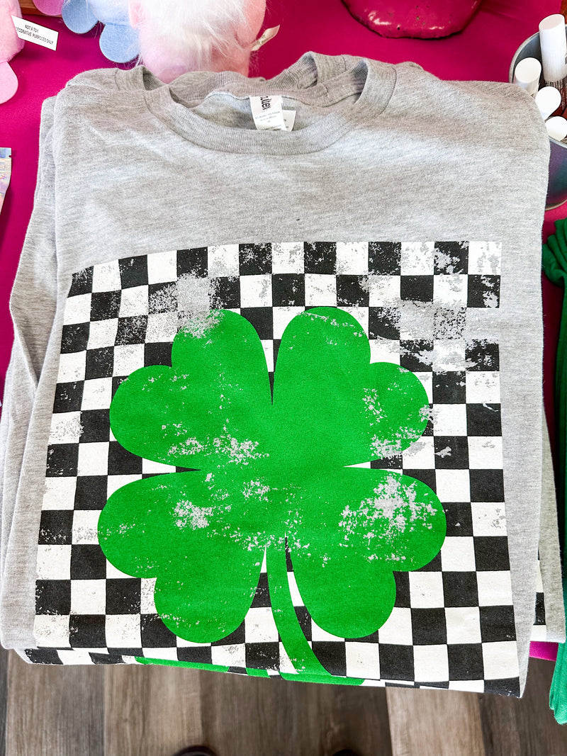 Checkered Clover Graphic Tee (FINAL SALE)