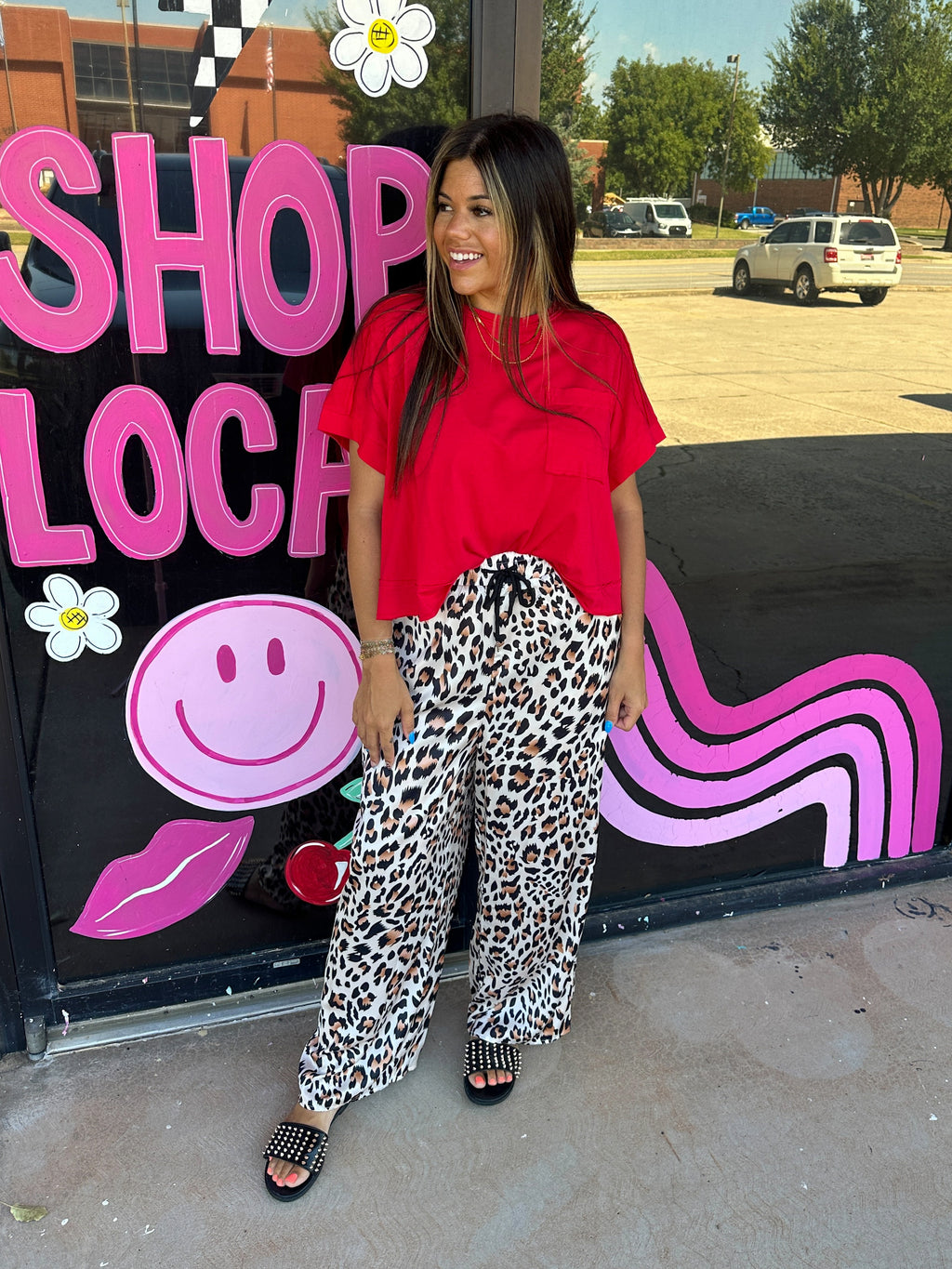 Wide Leg Leopard Print Pants