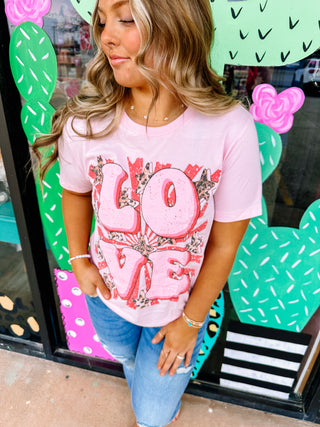 Pink With Leopard LOVE Tee