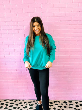 Soft Fleece Sweatshirt- Turquoise