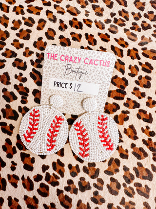 Beaded Baseball Earrings