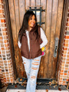 Oversized Puffer Vest- Brown