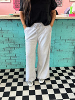 Wide Leg Fleece Sweats- Heather Grey