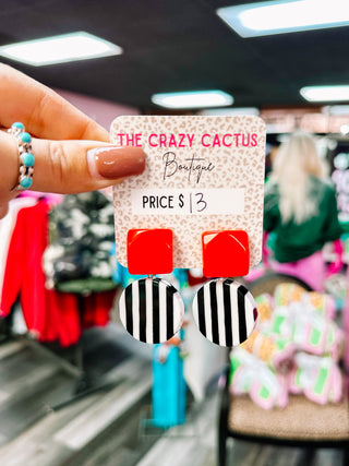 Red With Stripes Earrings