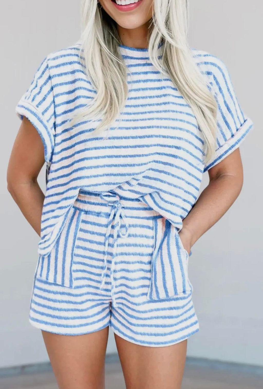 Blue Stripe Knitted Matching Set