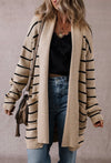 Tan w/Black Stripe Cardigan