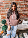 Oversized Acid Wash Fleece Hoodie- Brown