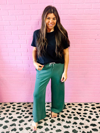 Wide Leg Scuba Sweats- Ash Jade