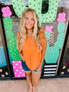 Ruffle Sleeve Babydoll Top- ORANGE