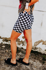 High Waisted Checkered Biker Shorts