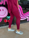Buttery Soft Matching Top & Legging Set- Burgundy