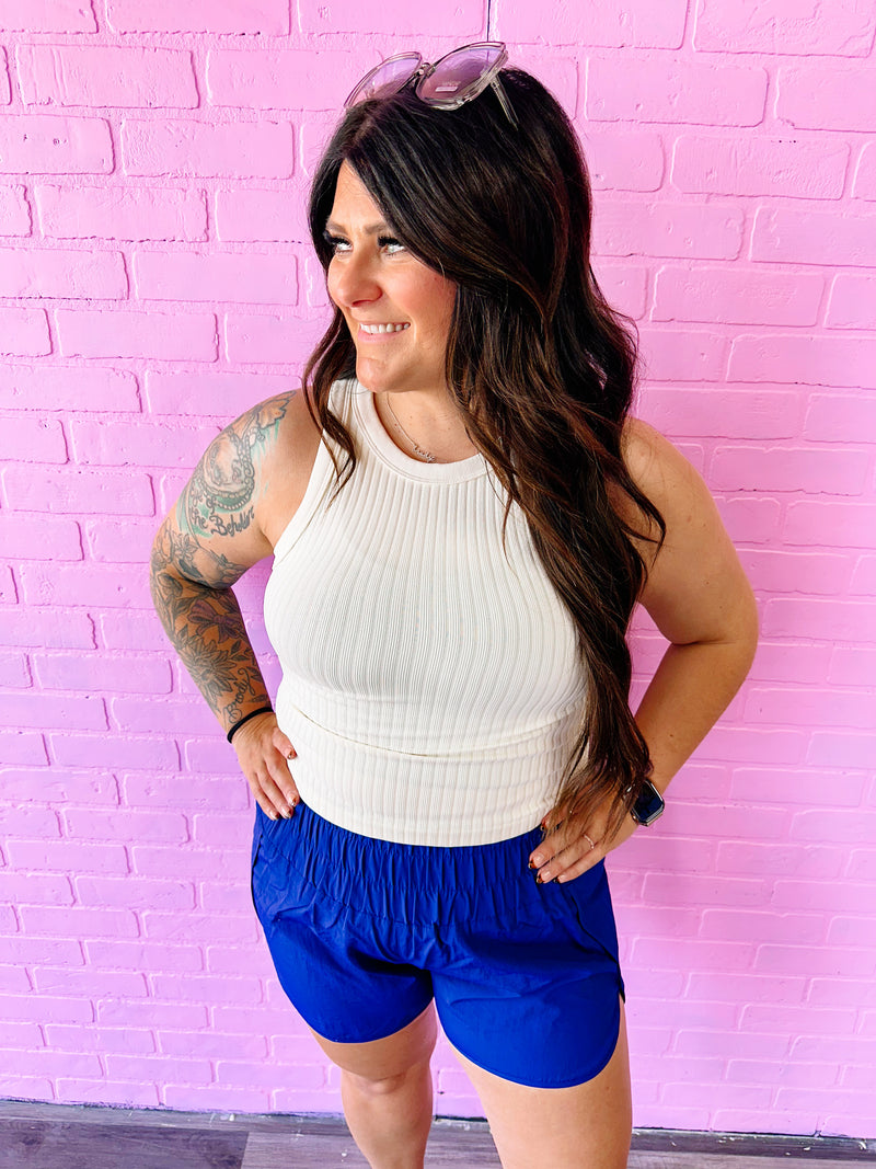 Seamless Ribbed Tank Top- Cream