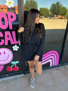 Ribbed Long Sleeve Matching Set- Black