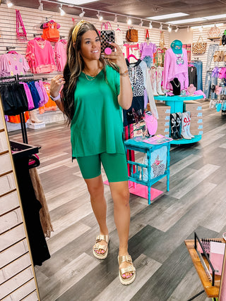 Matching Biker Shorts Set- Green