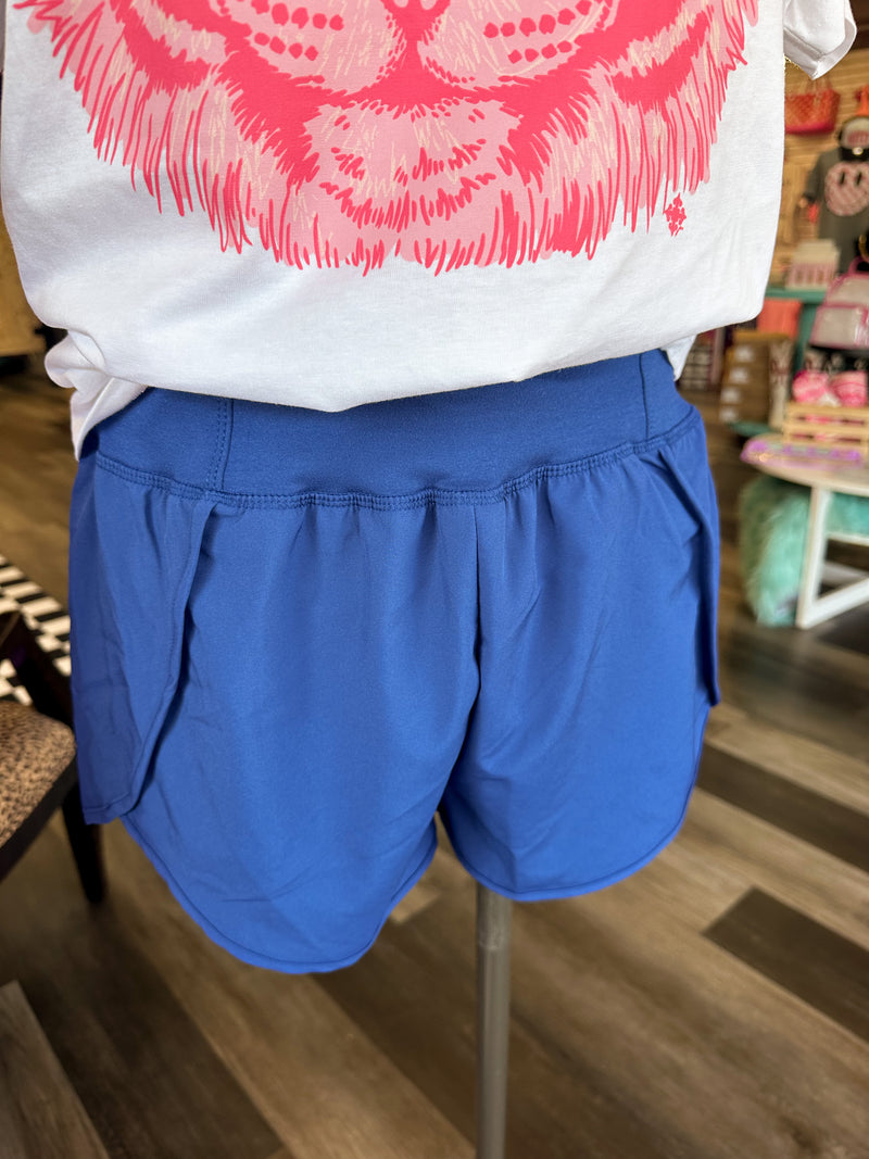 High Waisted Running Shorts- Navy