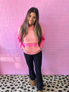 Pink Color Block Pocket Hoodie