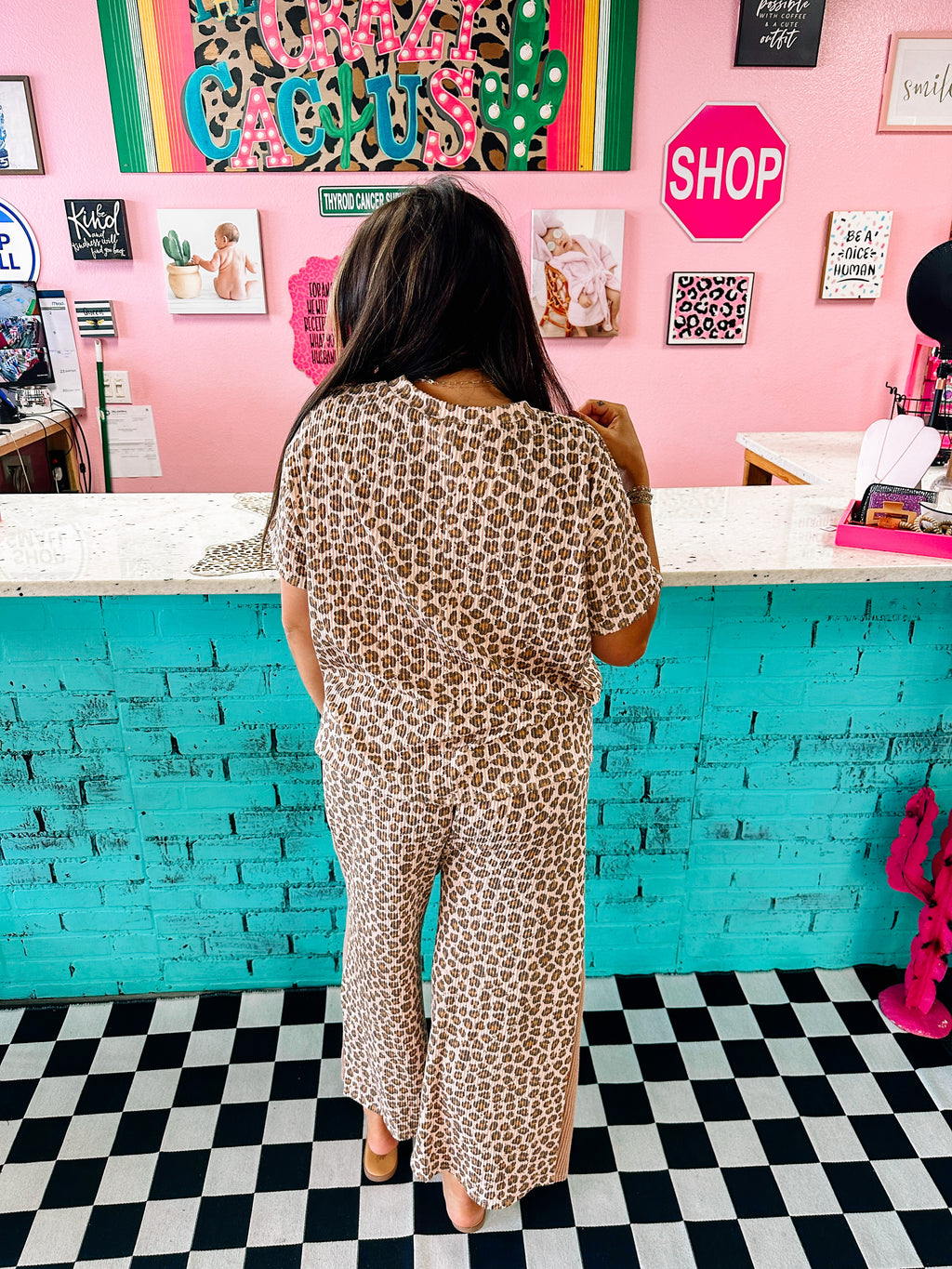Leopard Ribbed Matching Set