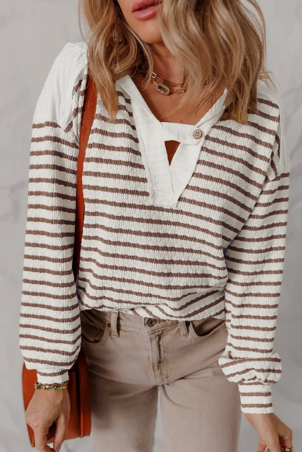 Waffle Stripe Hooded Long Sleeve Top – The Crazy Cactus